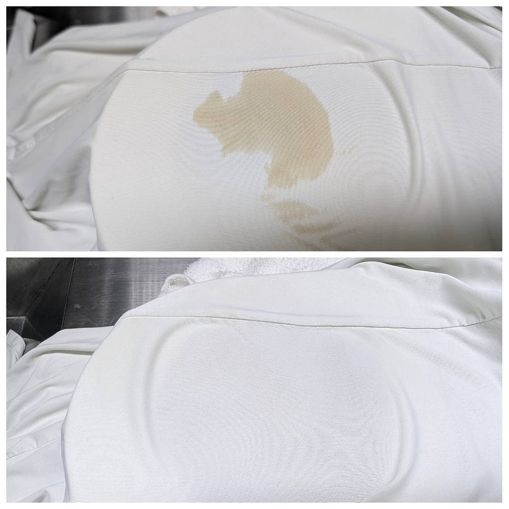 しみ抜き ビフォーアフター 色修正 クリーニング技術