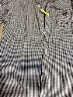 チェックシャツ 汗ジミ ビフォー