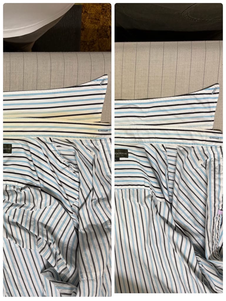ワイシャツのしみ抜きビフォーアフター