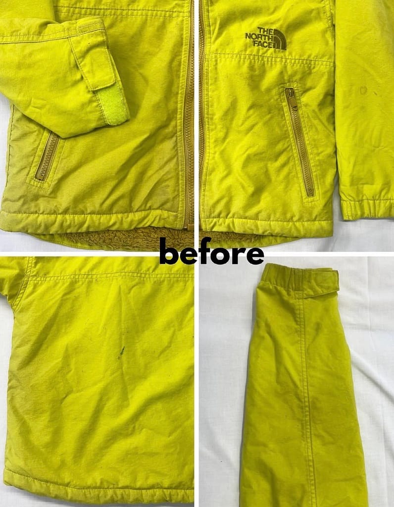 クリーンラインナリナカ しみ抜き事例 黄色ジャケット ビフォー