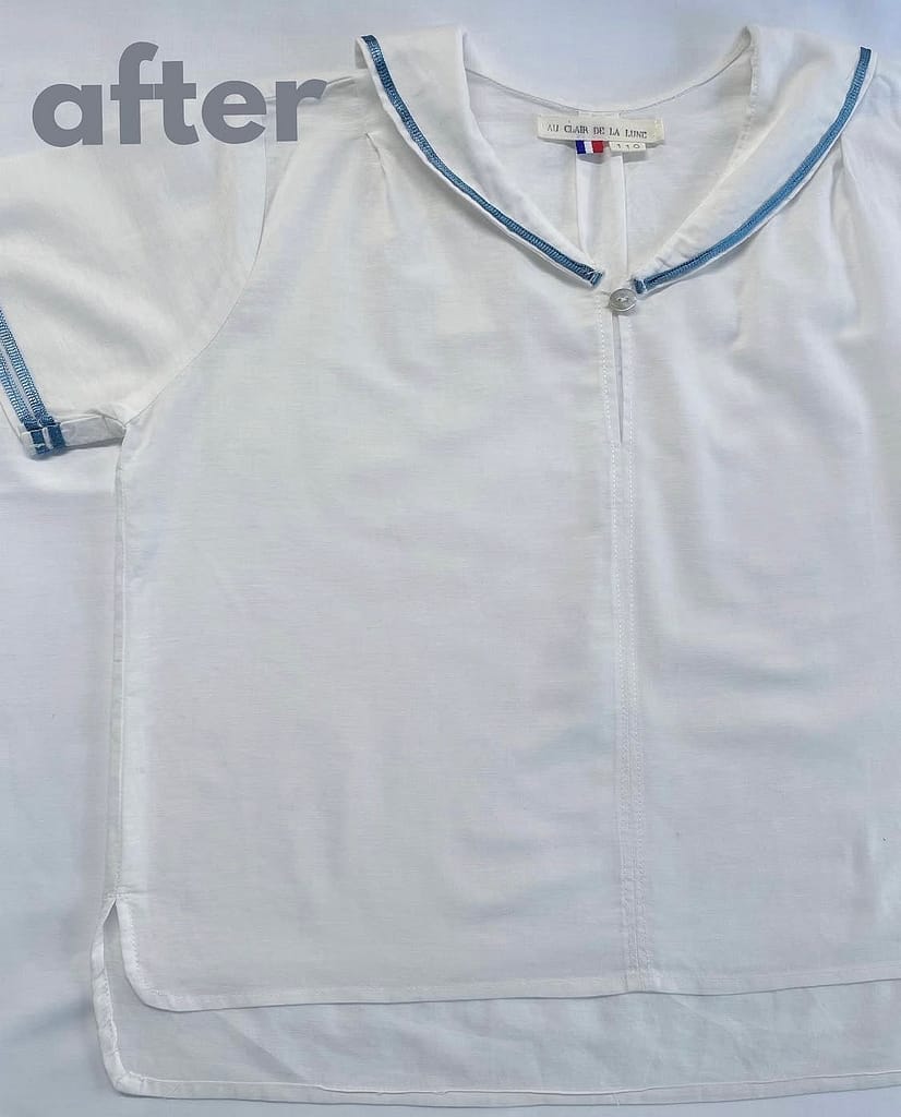 クリーンラインナリナカ しみ抜き事例 白シャツ アフター