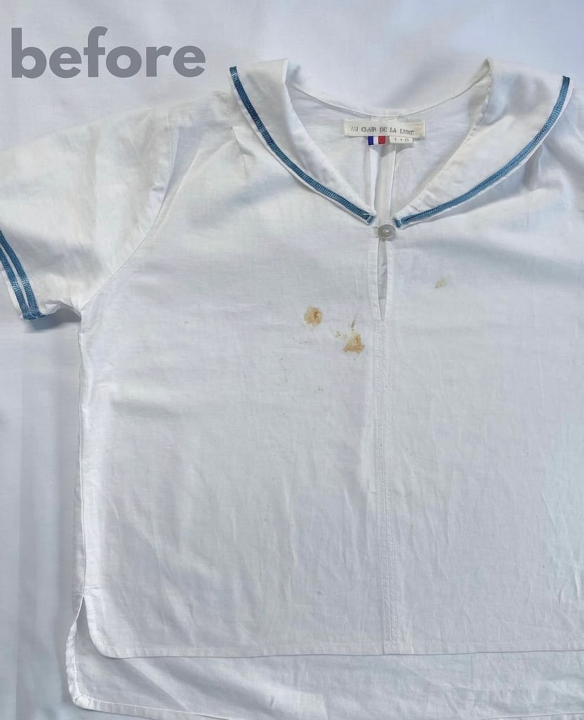 クリーンラインナリナカ しみ抜き事例 白シャツ ビフォー